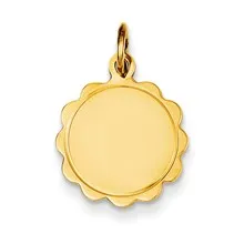 .011 Gauge Engravable Scalloped Disc Charm in 14k Gold