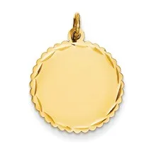 .013 Gauge Engravable Scalloped Disc Charm in 14k Gold