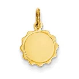 .013 Gauge Engravable Scalloped Disc Charm in 14k Gold