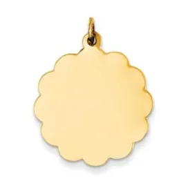 .027 Gauge Engravable Scalloped Disc Charm in 14k Gold