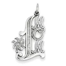 #1 Mom Charm in 14k White Gold