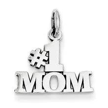 #1 Mom Charm in 14k White Gold