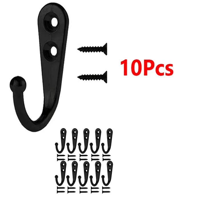 10Pcs Black Small Wall Hooks