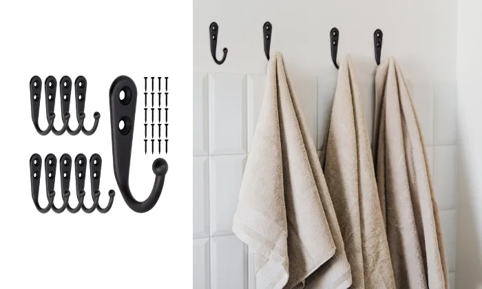 10Pcs Black Small Wall Hooks