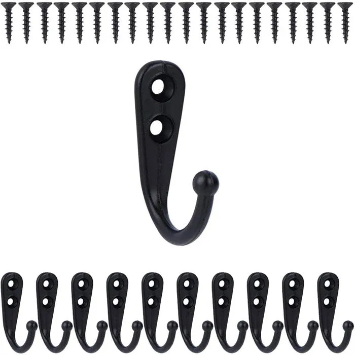 10Pcs Black Small Wall Hooks