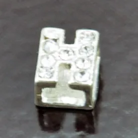 11mm Rhinestone Letter Slide Charm - H, ea