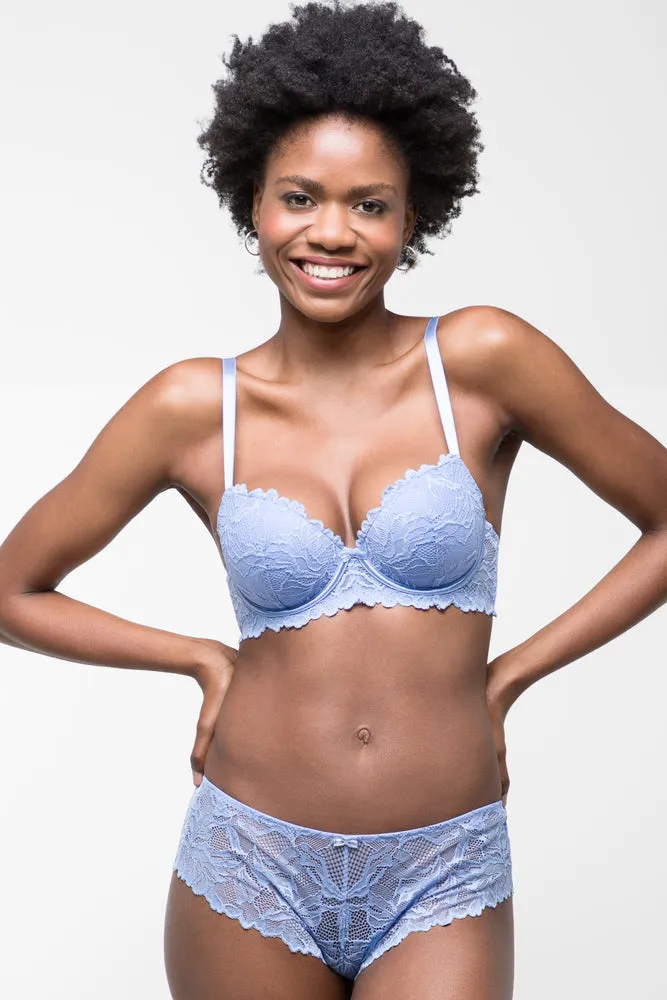 2 Pack Lace Balconette Bras Blue & Natural