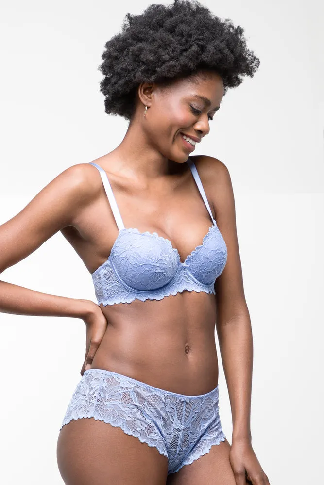 2 Pack Lace Balconette Bras Blue & Natural