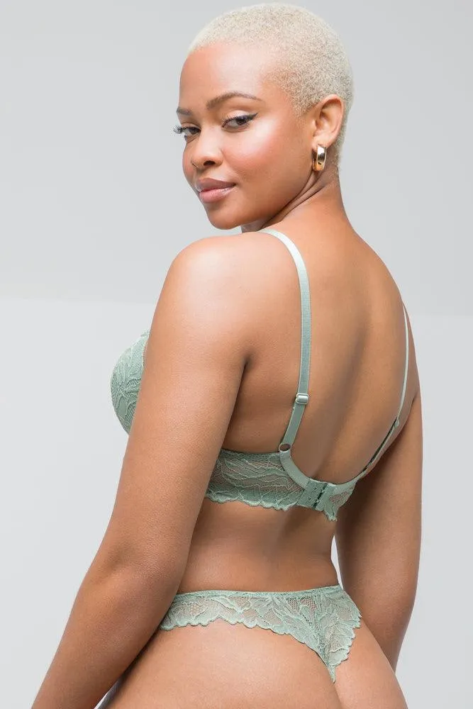 2 Pack Lace Balconette Bras Green & Grey