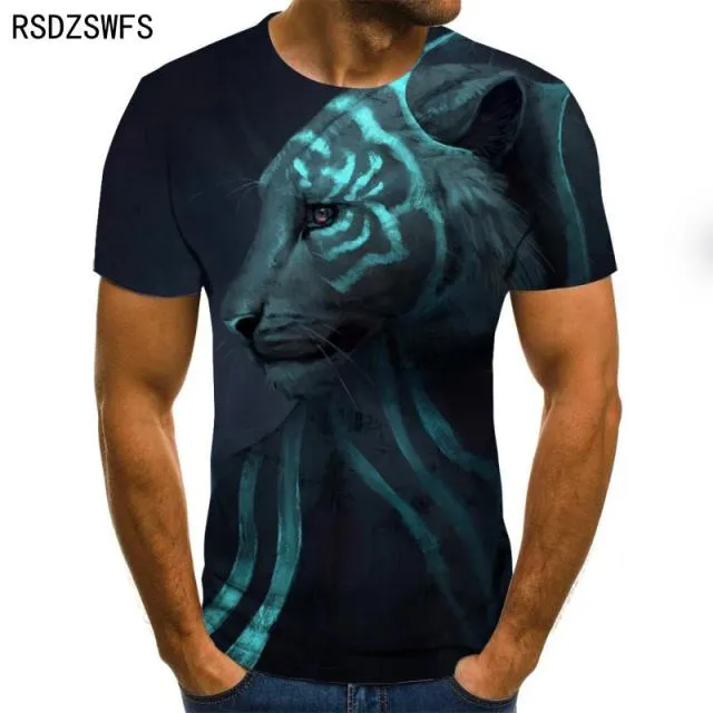 3D printe Animal tiger Lion face man &#39;s T- Tshirt New loose lion casual majestic summer fashion shirt Harajuku oversized t shirt