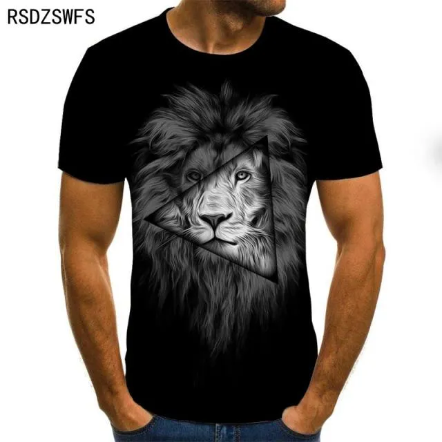 3D printe Animal tiger Lion face man &#39;s T- Tshirt New loose lion casual majestic summer fashion shirt Harajuku oversized t shirt