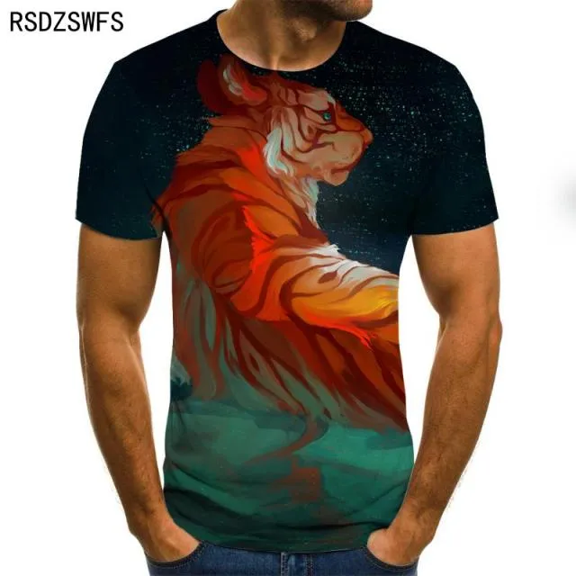 3D printe Animal tiger Lion face man &#39;s T- Tshirt New loose lion casual majestic summer fashion shirt Harajuku oversized t shirt