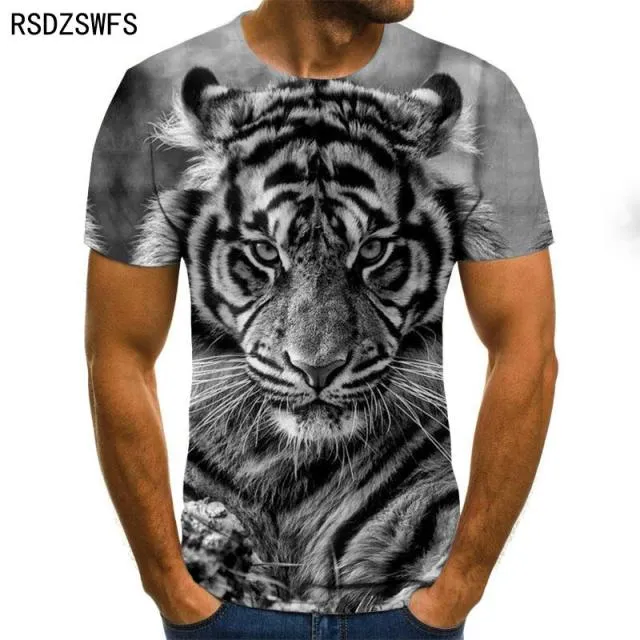 3D printe Animal tiger Lion face man &#39;s T- Tshirt New loose lion casual majestic summer fashion shirt Harajuku oversized t shirt