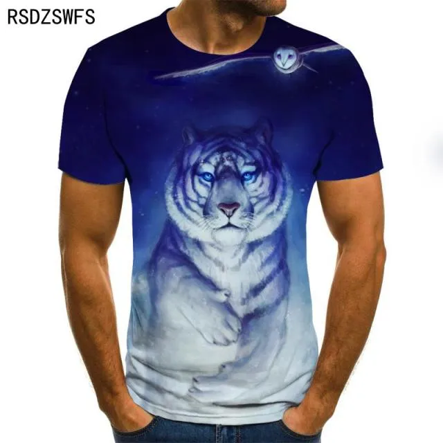 3D printe Animal tiger Lion face man &#39;s T- Tshirt New loose lion casual majestic summer fashion shirt Harajuku oversized t shirt