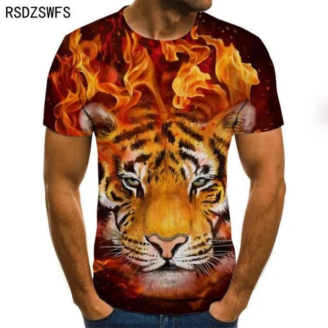 3D printe Animal tiger Lion face man &#39;s T- Tshirt New loose lion casual majestic summer fashion shirt Harajuku oversized t shirt