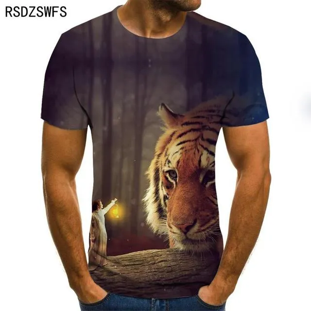 3D printe Animal tiger Lion face man &#39;s T- Tshirt New loose lion casual majestic summer fashion shirt Harajuku oversized t shirt