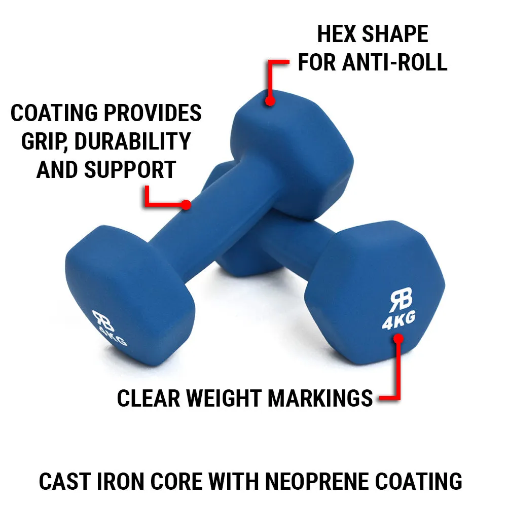 4KG PAIR NEOPRENE HEX DUMBELL SET