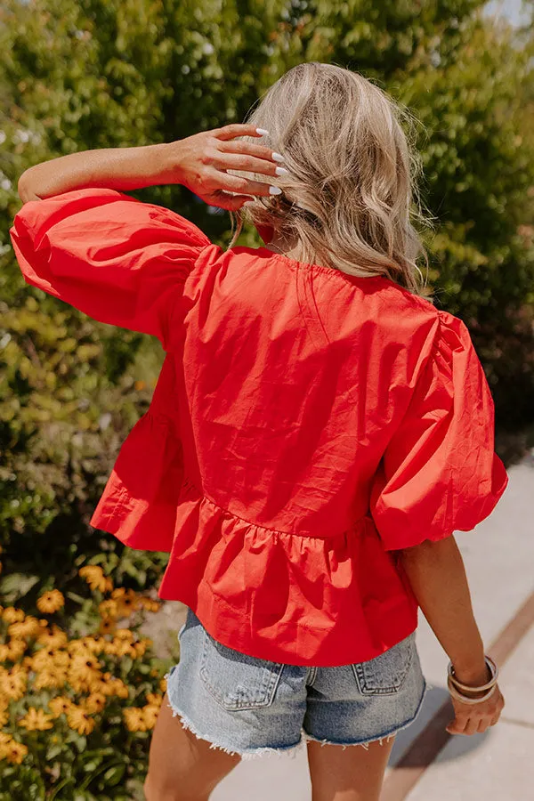 A Little Bit Flirty Front Tie Top in Red