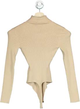 Abercrombie & Fitch Beige Ribbed Turtle Neck Long Sleeve Top XS