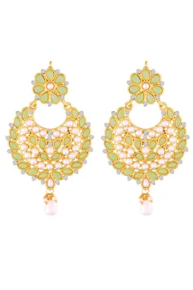 Alloy Chandbali Earrings in Green