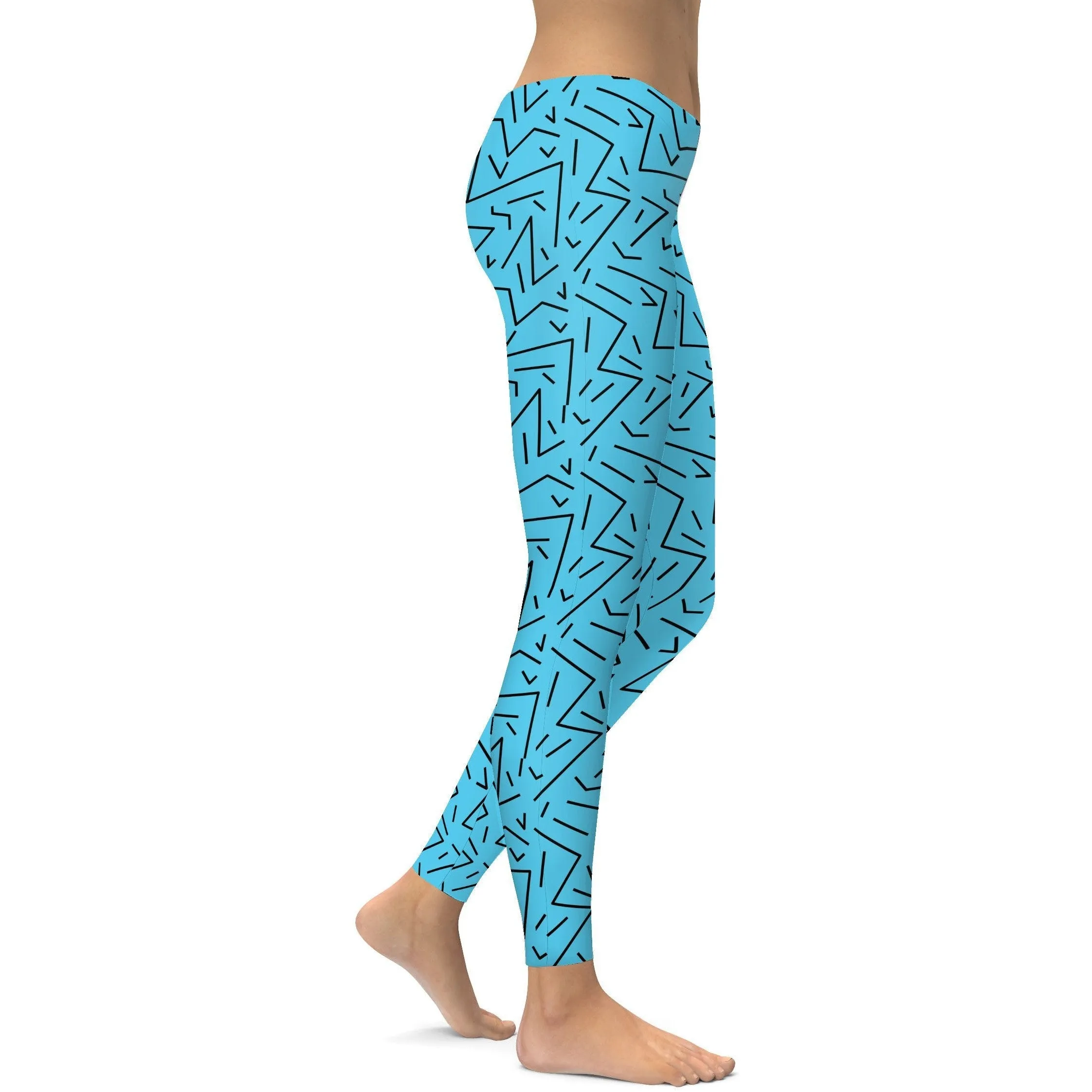 Aqua Black Line Leggings