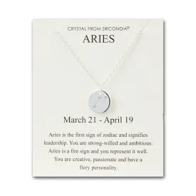 Aries Zodiac Star Sign Disc Necklace Created with Zircondia® Crystals