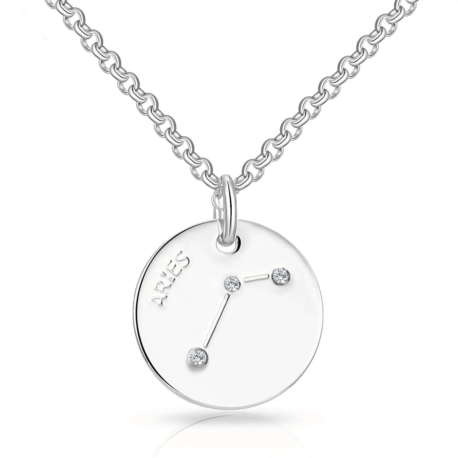 Aries Zodiac Star Sign Disc Necklace Created with Zircondia® Crystals