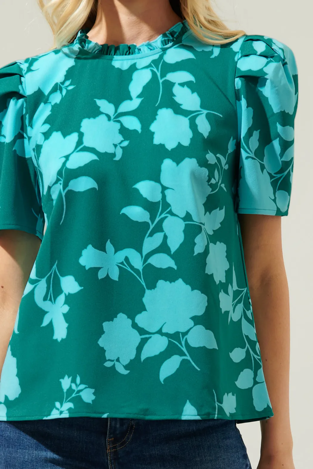 Aruba Floral Veronica Puff Sleeve Blouse