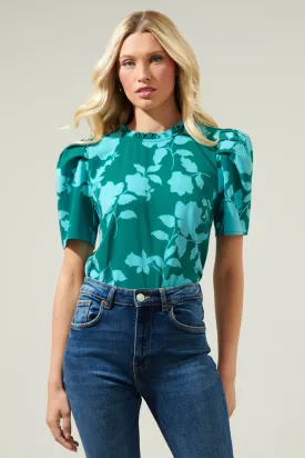 Aruba Floral Veronica Puff Sleeve Blouse