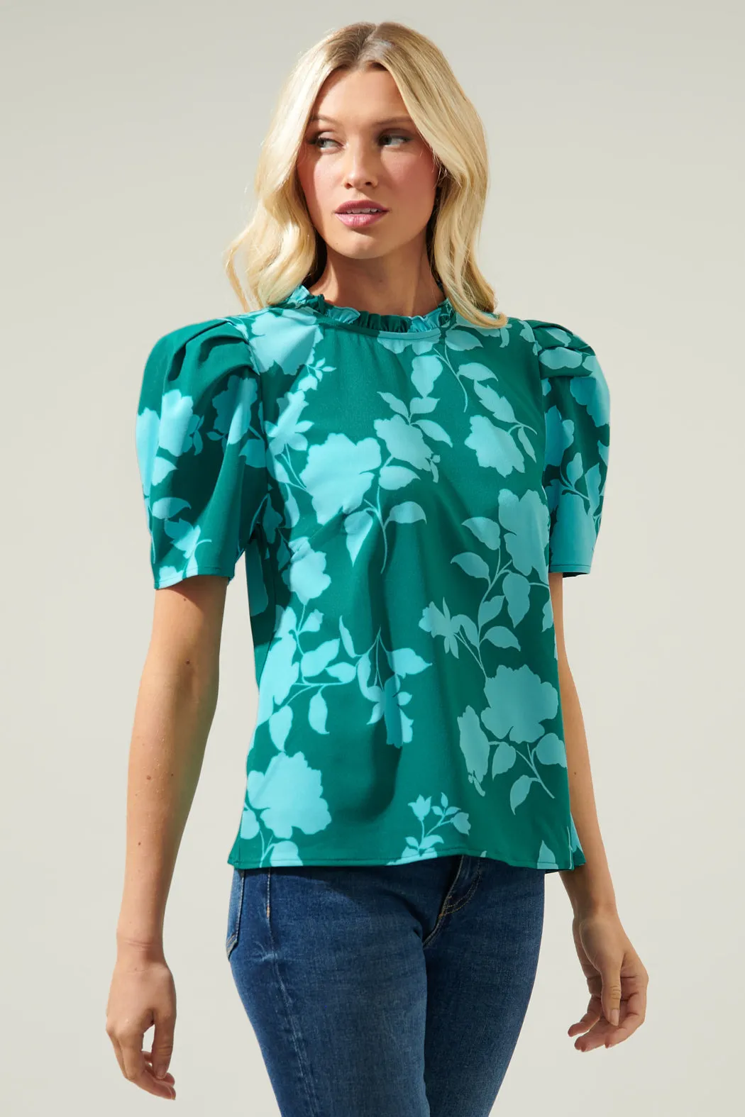 Aruba Floral Veronica Puff Sleeve Blouse