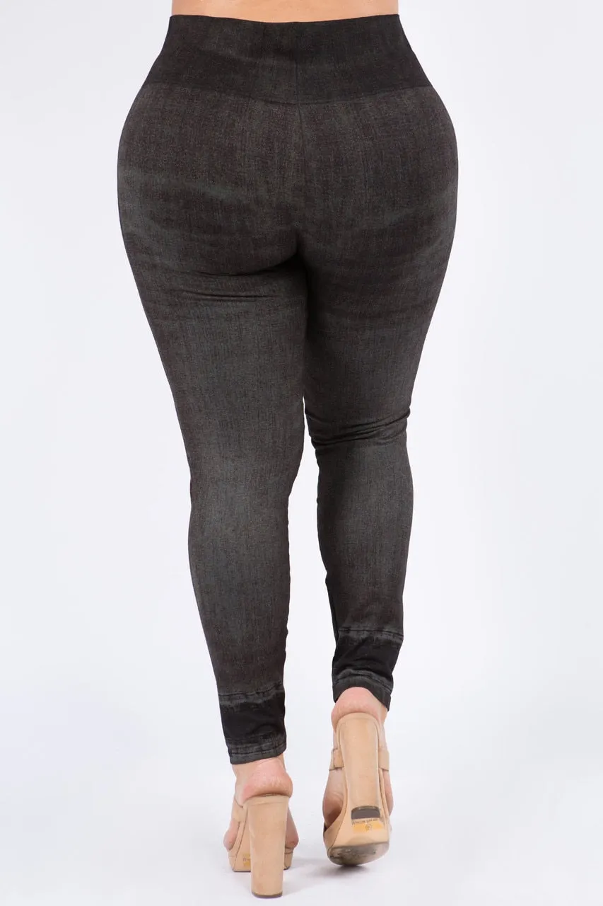 B4222XLBV Plus Size High Waist Full Length Legging