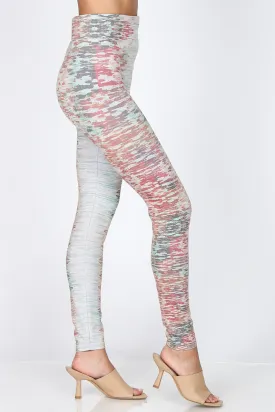 B4292DM High Waist Full Length Legging Engineered Abstract