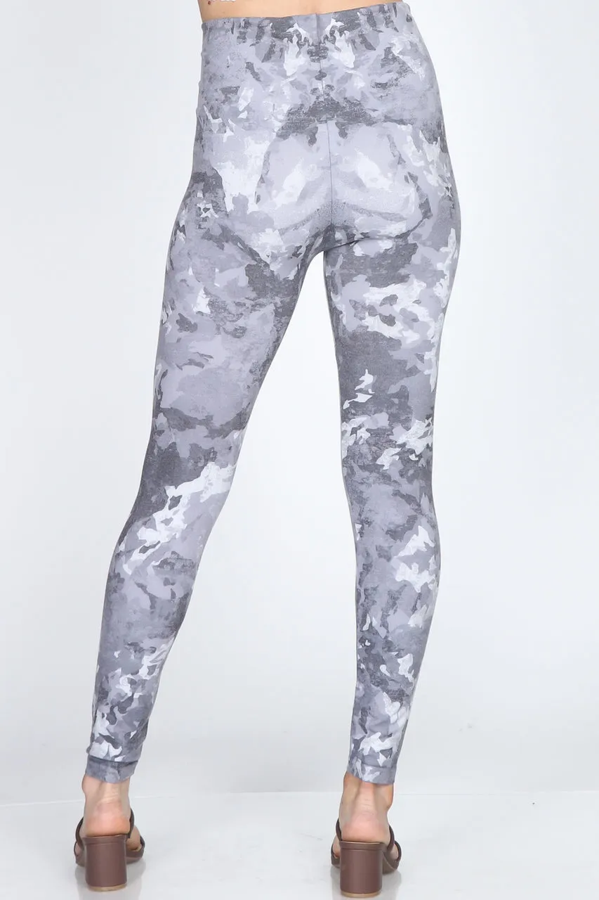 B4292ECGRY High Waist Full Length Legging Mosaic Camo