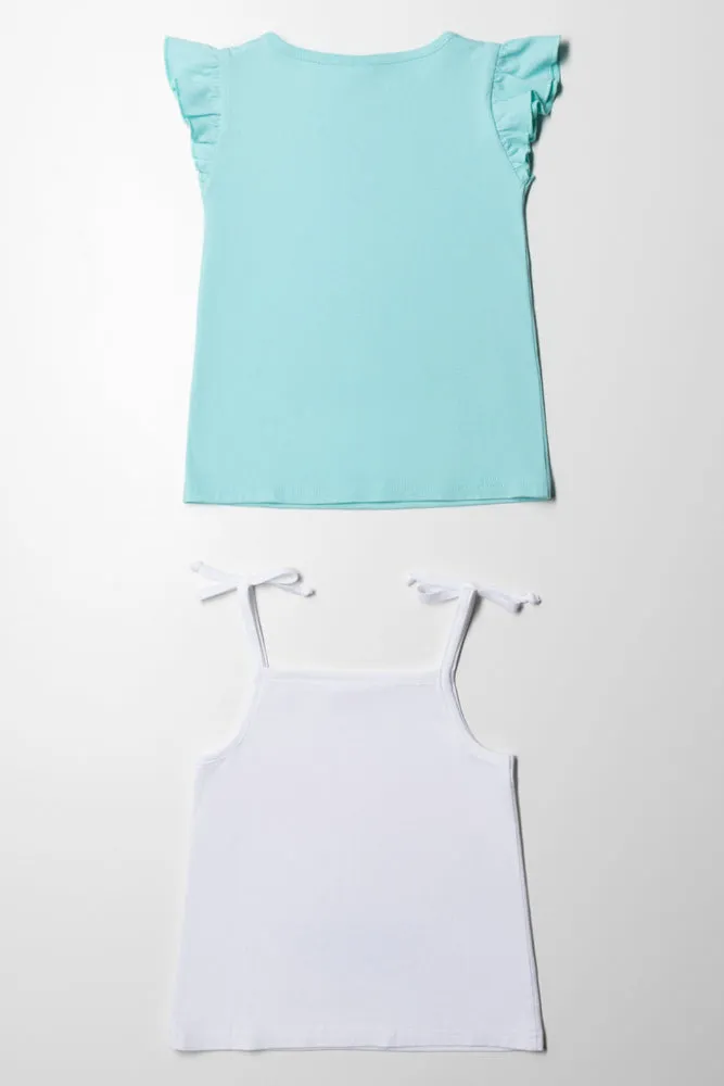 Barbie 2 Pack T-Shirts White & Aqua