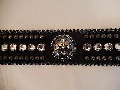 b.b. Simon 'Jet Black Cross' Crystal & Pony Hair Belt style #1200