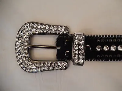 b.b. Simon 'Jet Black Cross' Crystal & Pony Hair Belt style #1200