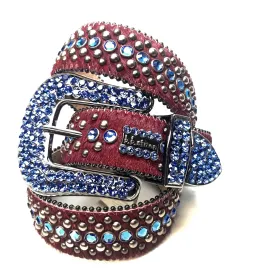 b.b. Simon Red Blue Two Tone Pony Crystal Belt