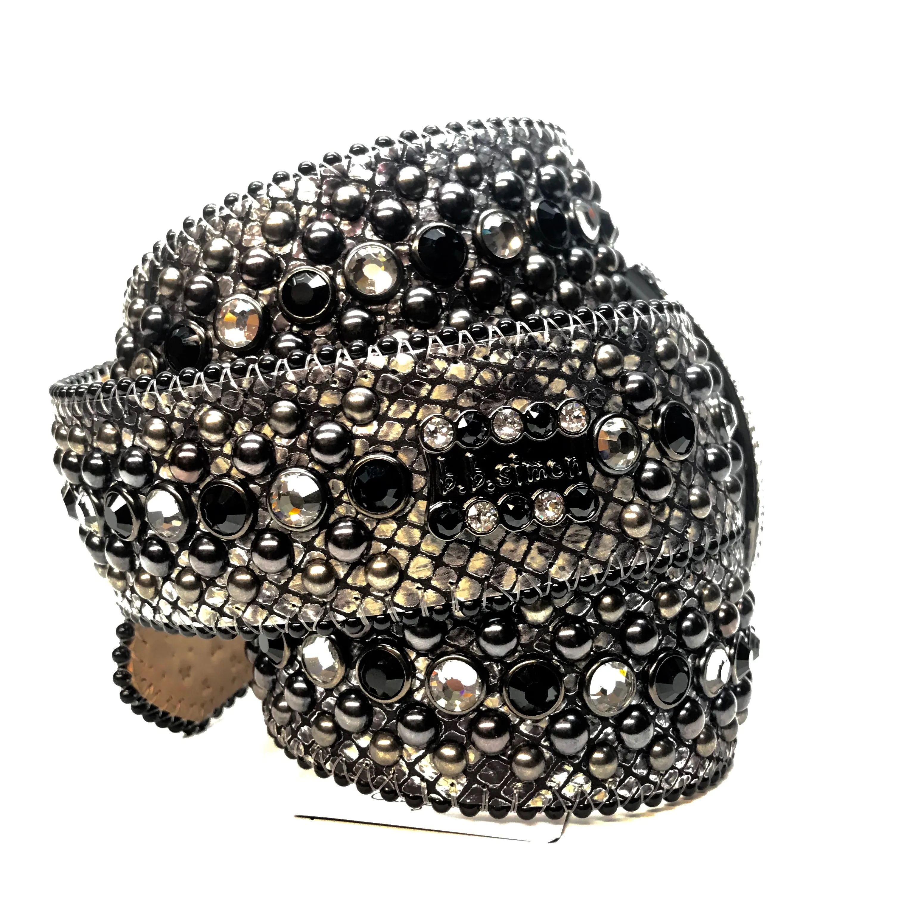 b.b. Simon Silver '8 Ball' Crystal Belt