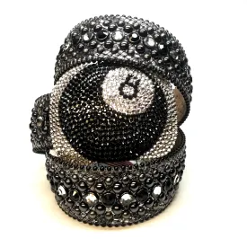 b.b. Simon Silver '8 Ball' Crystal Belt