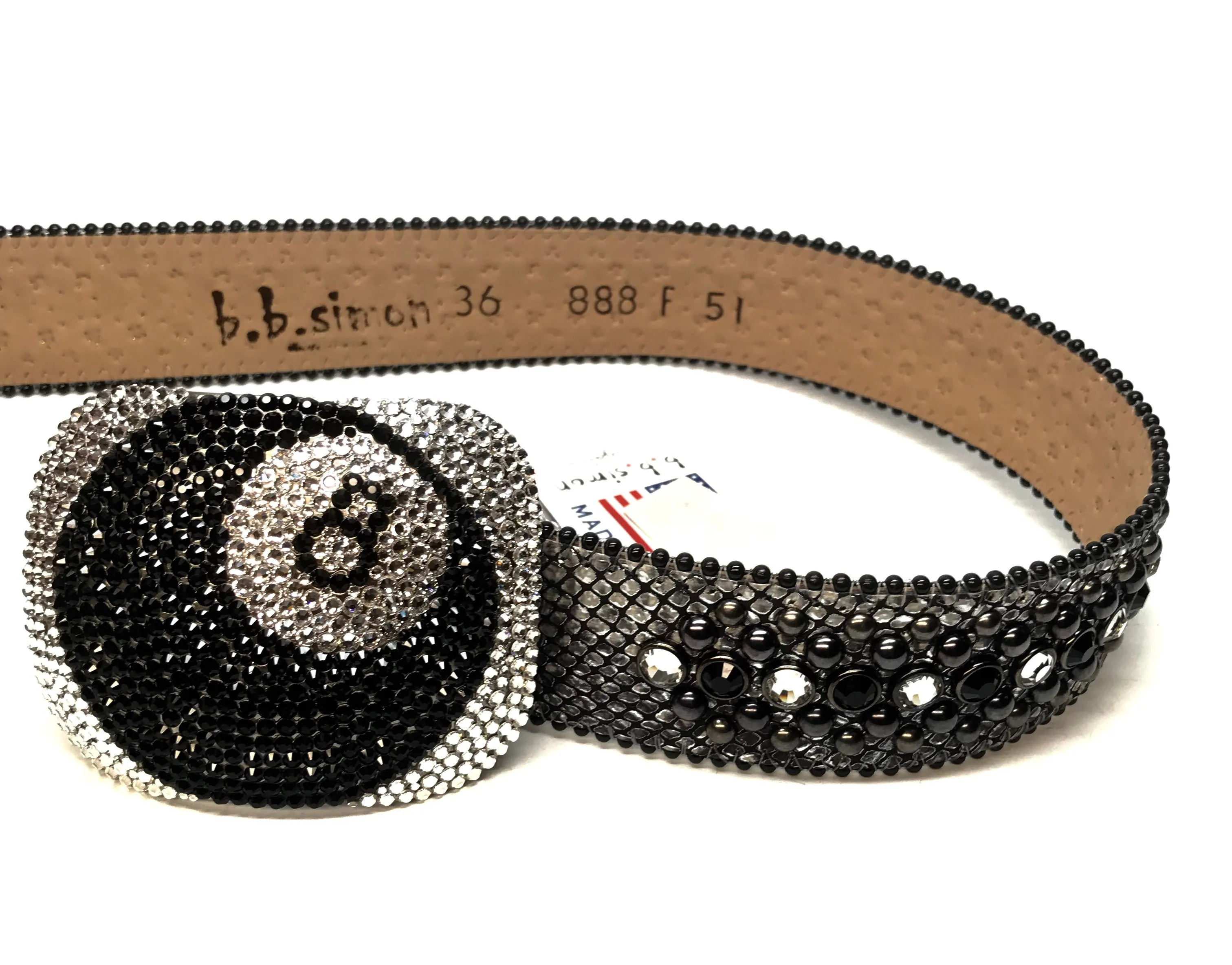 b.b. Simon Silver '8 Ball' Crystal Belt