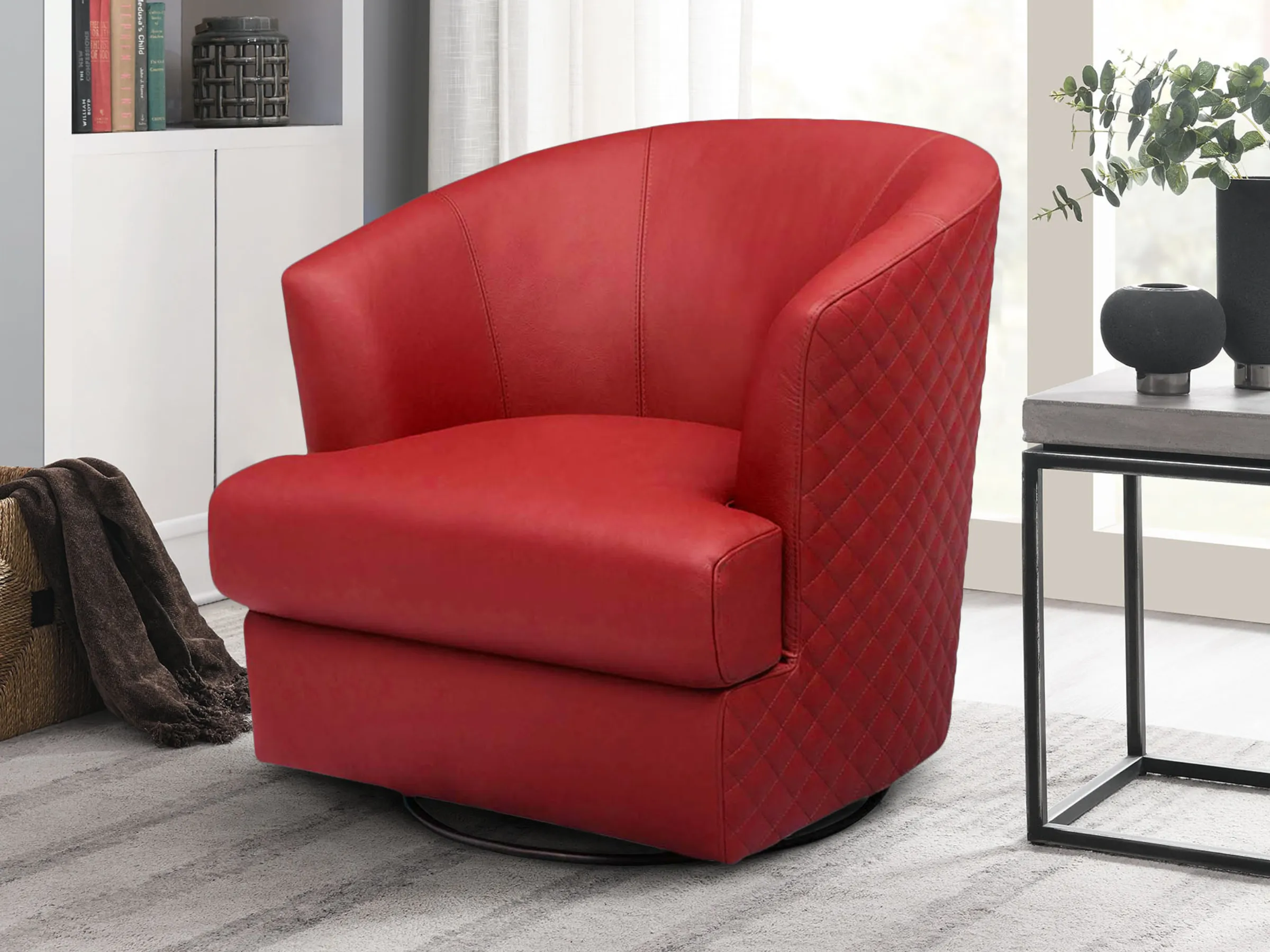 Belfield 100% Top Grain Leather Swivel Chair