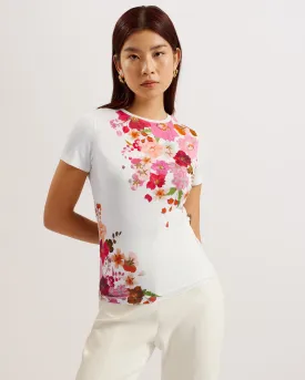 Bellary Pressed Flower Print Fitted T-Shirt Pink