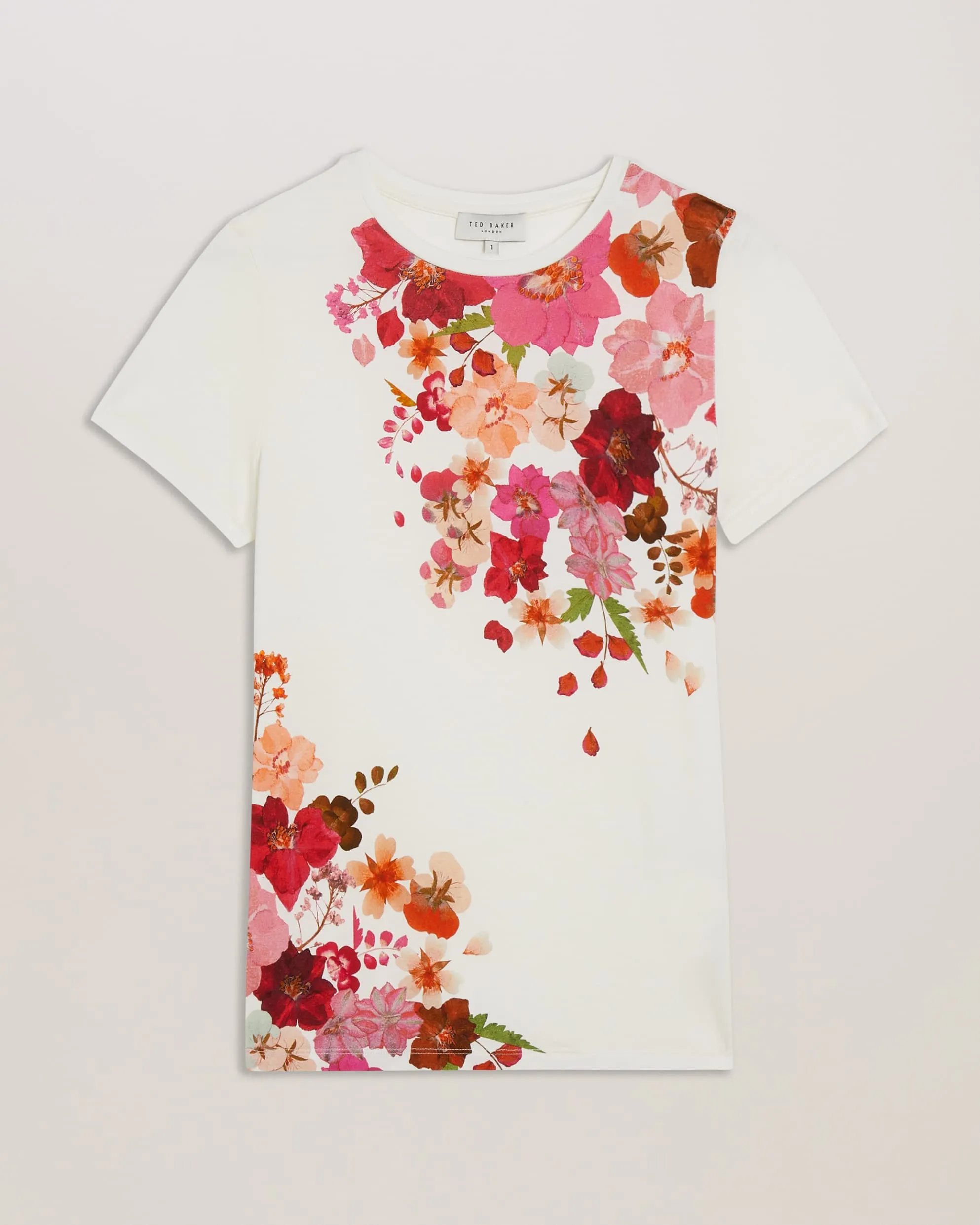 Bellary Pressed Flower Print Fitted T-Shirt Pink