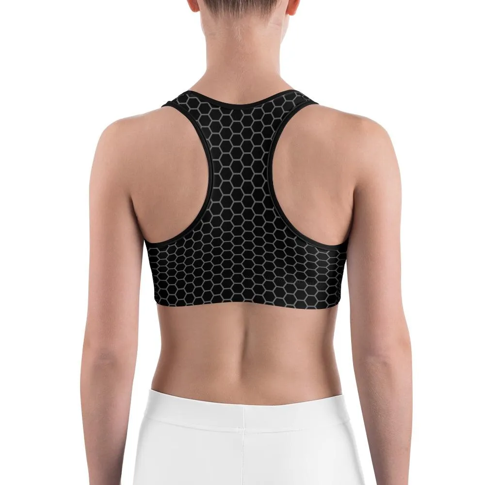 Black & White Honeycomb Carbon Sports Bra