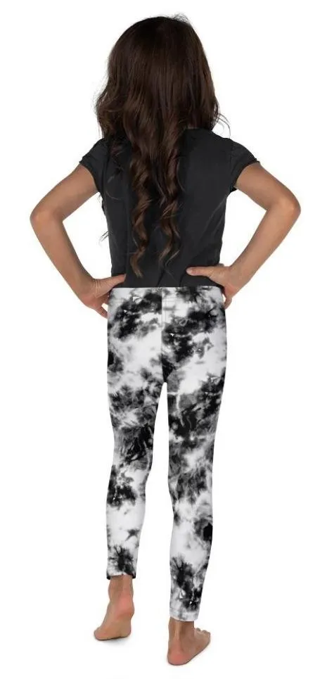 Black & White Tie Dye Kid's Leggings