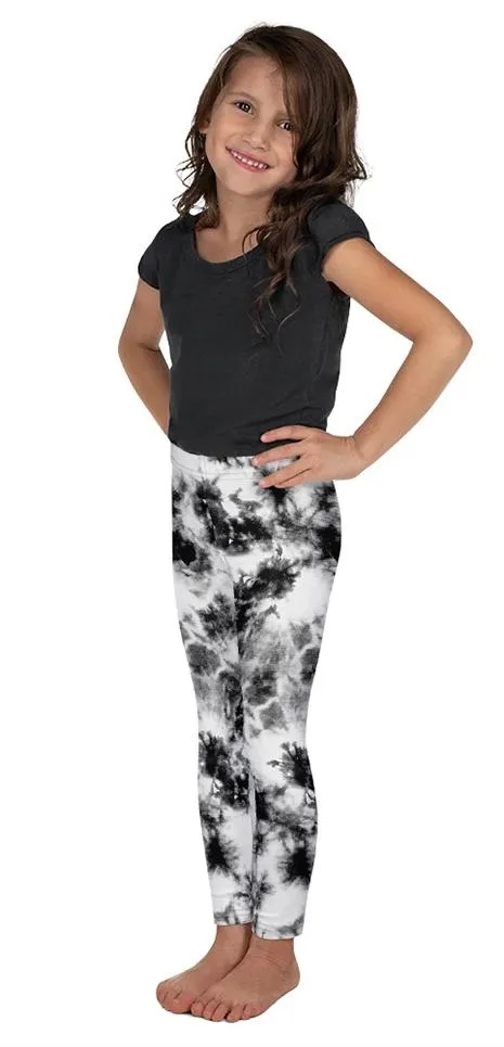 Black & White Tie Dye Kid's Leggings