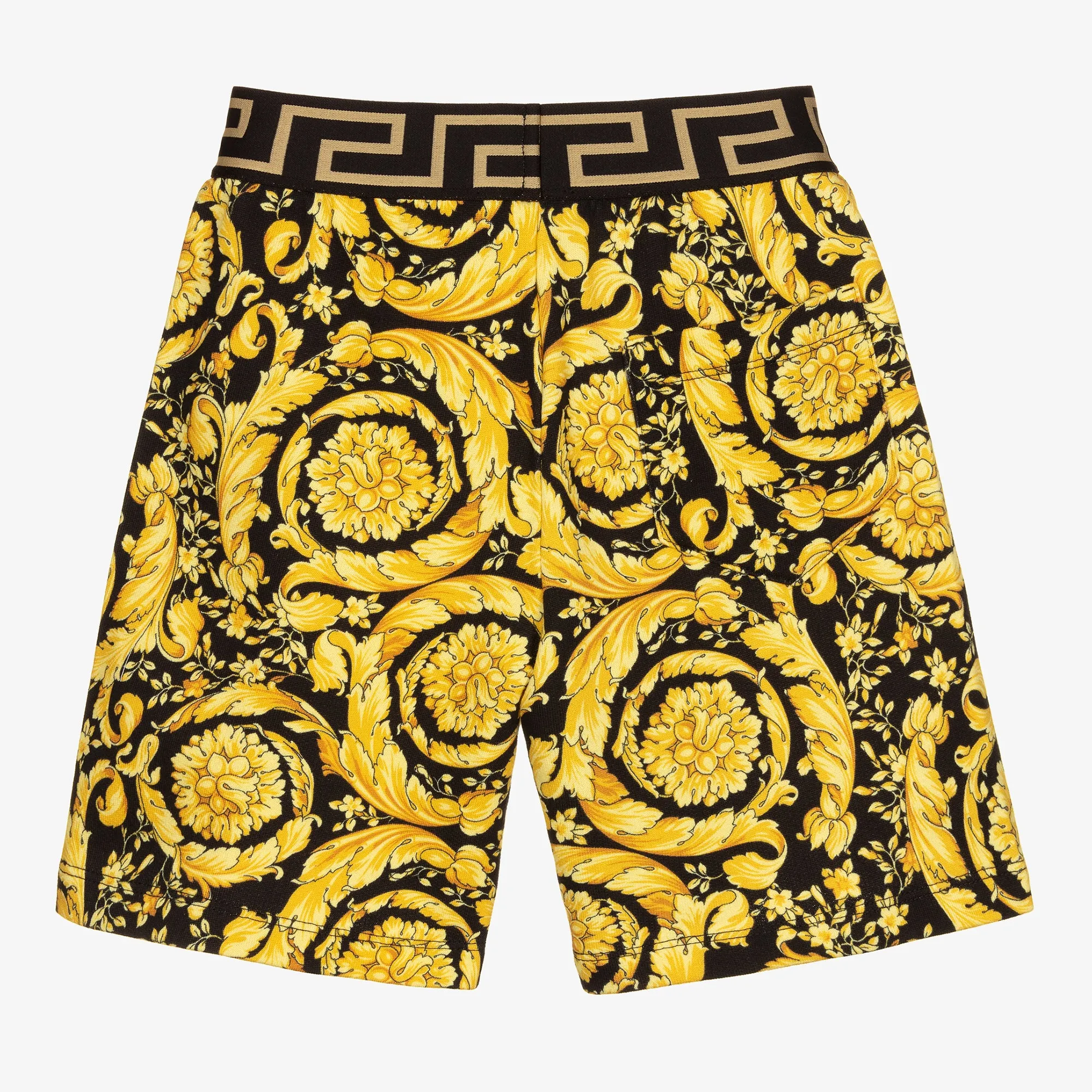 Black Barocco-Print Cotton Shorts