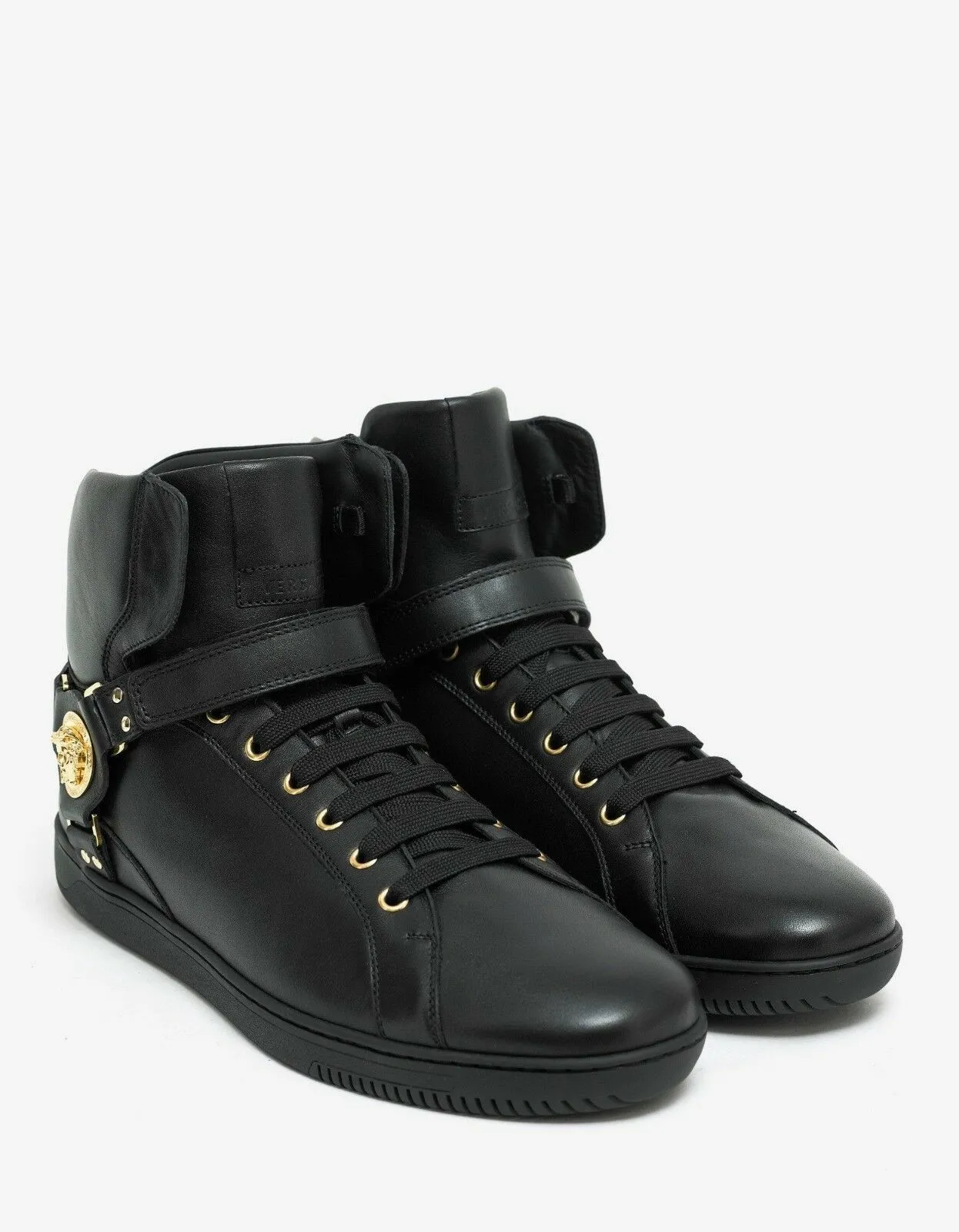 Black Medusa Strap High Top Trainers