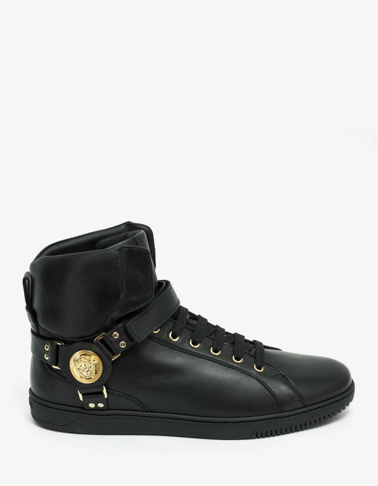 Black Medusa Strap High Top Trainers