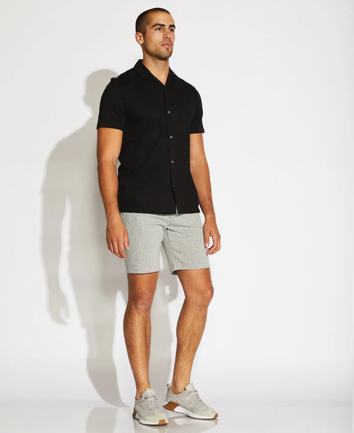 Blake Herringbone Knit Shorts (Black)